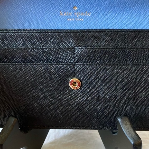 Kate Spade: Blue & Black Wallet - 10 card slots- coin area- Gold tone - Picture 10 of 16